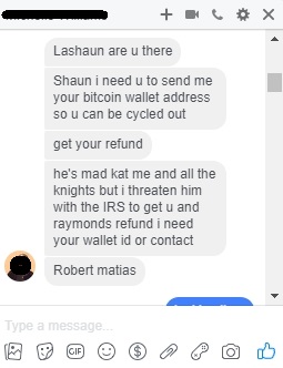 Robert Q Cash (Matias) attempting to steal my money